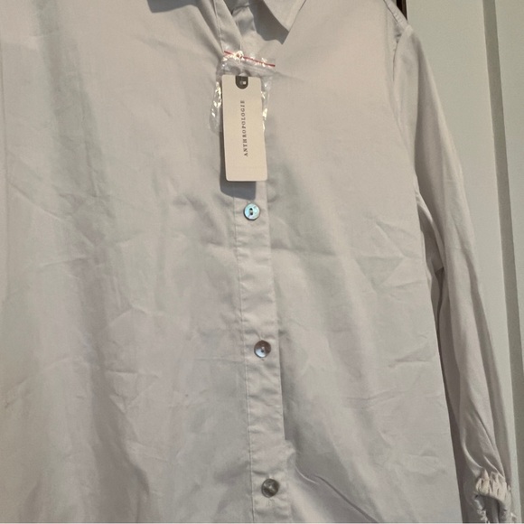 Anthropologie white button down shirt long puff sleeves S - Picture 3 of 5
